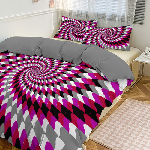 Swirling Clouds Pink Reversible 3-Piece Bedding Set