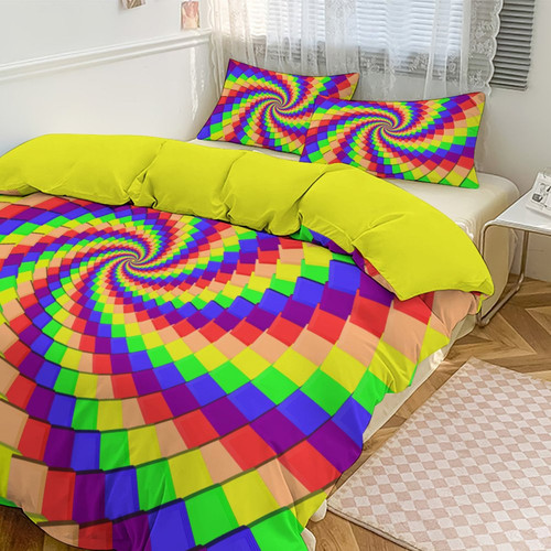 Rainbow Spiral Reversible 3-Piece Bedding Set