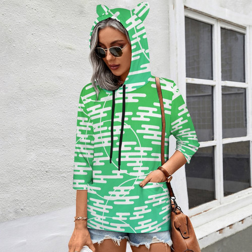 Kasumi Mist Women's 3/4-Sleeve Hoodie