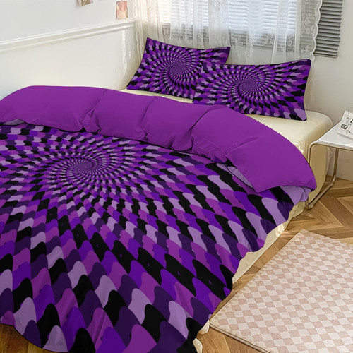 Swirling Purples Reversible 3-Piece Bedding Set