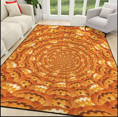 Pumpkin Tunnel Area Rug with Black Binding