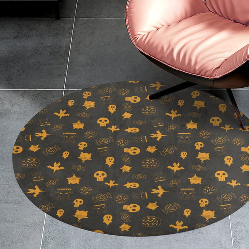 Halloween Pattern Orange Coral Velvet Floor Mat