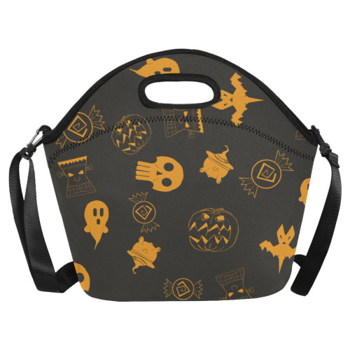 Halloween Pattern Orange Neoprene Lunch Bag/Large (Model 1669)