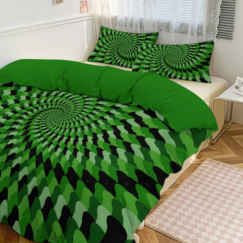 Swirling Greens Reversible 3-Piece Bedding Set