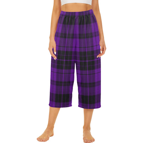 Purple Plaid Cropped Pajama Pants (Model L66)