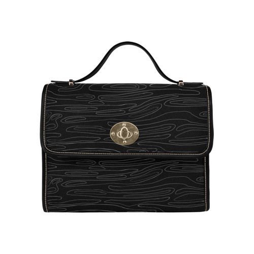 Flow Lines Waterproof Canvas Bag-Black (All Over Print) (Model 1641)