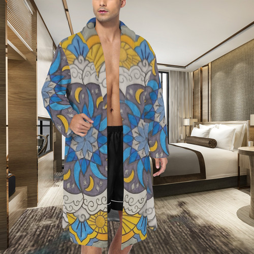 Celestial Mandala Men's Belted Sleep Robe