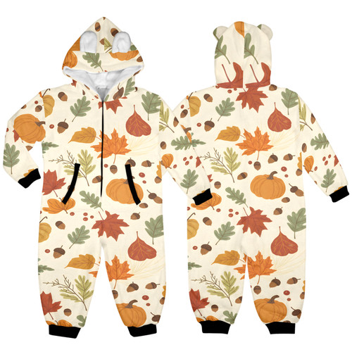 Autumn Cradle One-Piece Zip up Hooded Pajamas for Little Kids