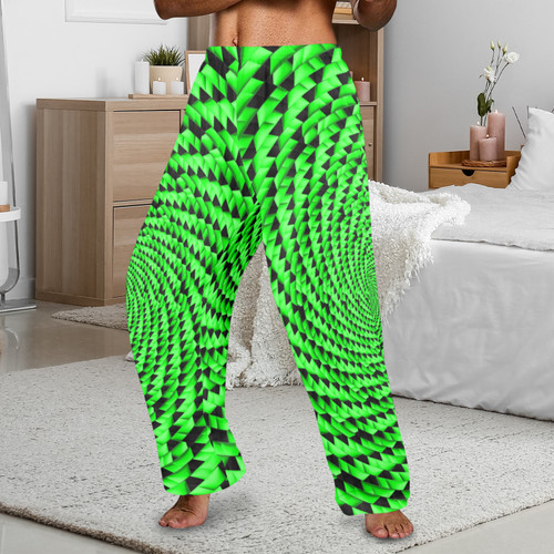 Green Triangle Vortex Men's Pajama Trousers Without Pockets - NEW