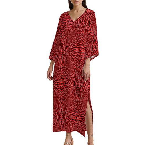 Red Triangle Vortex Women's Kaftan Midi Dress