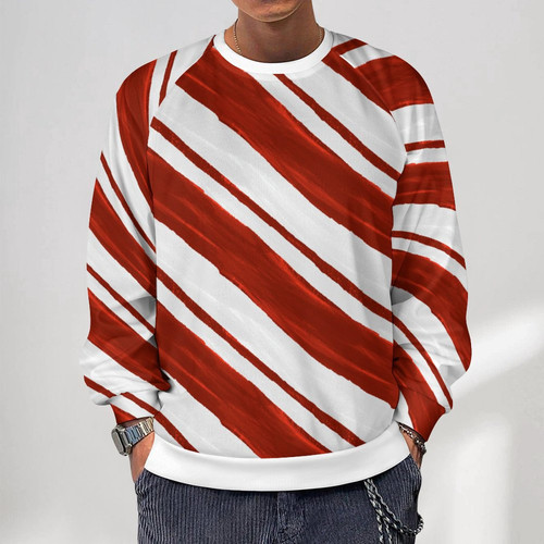 Candy Cane Men's Raglan Crewneck Sweatshirt