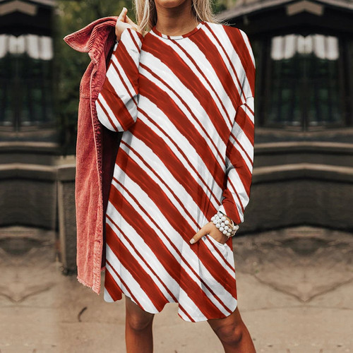 Candy Cane Women's Long Fit Sweatshirt