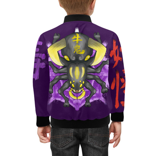 Ushi Oni Black Kids' Bomber Jacket with Pockets (Model H40)