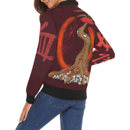 Jubokko All Over Print Bomber Jacket for Women (Model H19) 
