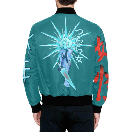 Tsurara Onna All Over Print Quilted Bomber Jacket for Men (Model H33)