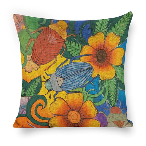 Flower Garden Linen Pillow Case 18x18 inch (Two-Side Printing) (Single Pack)