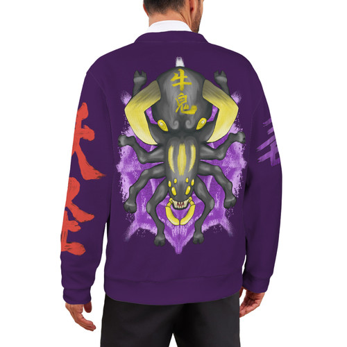 Ushi Oni Black Men's Ribbed Cardigan (Model H73)