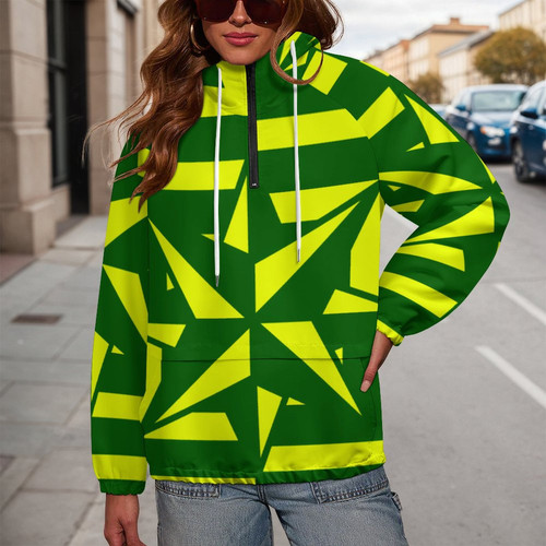 Nautical Illusions Green Women's Pullover Windbreaker 