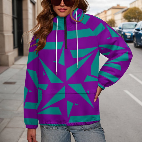 Nautical Illusions Purple Women's Pullover Windbreaker 