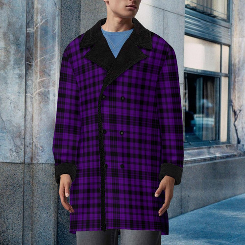 Purple Plaid Men's Double Breasted Coat