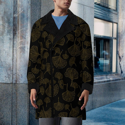 Ginkgo Leaves Inverted Men's Double Breasted Coat