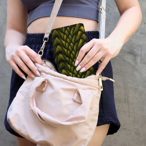 Yellow Dragon Scale Leather Wallet With Clasp