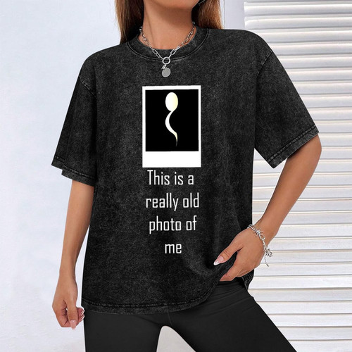 Old Photo Washed Drop Shoulder T-Shirt 