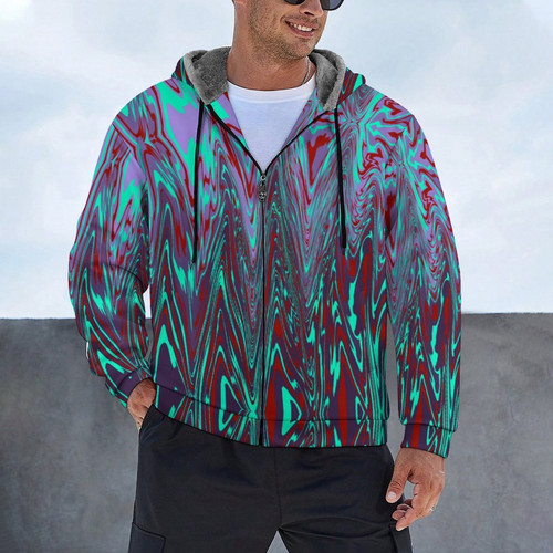 Splatter Art 2 Men's Double Layer Fleece Zippered Hoodie