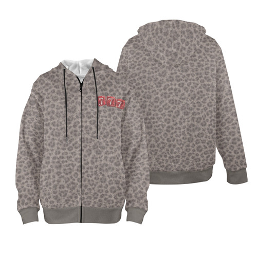 Lucky in Leopard Women's Fleece Full-Zip Hoodie (Model H60)