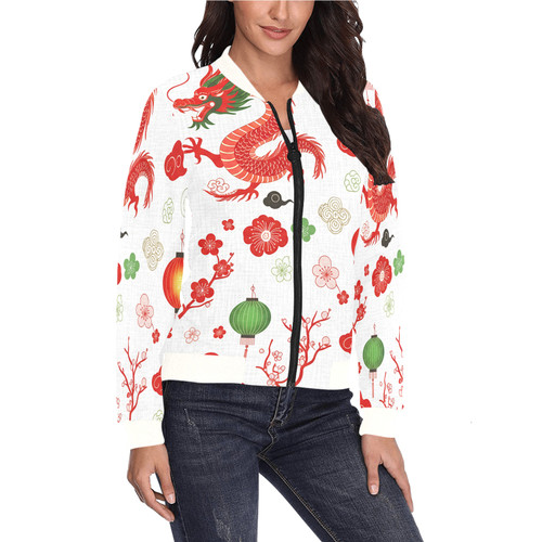 Fúyún All Over Print Bomber Jacket for Women (Model H36) 