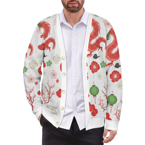 Fúyún Men's Ribbed Cardigan (Model H73)