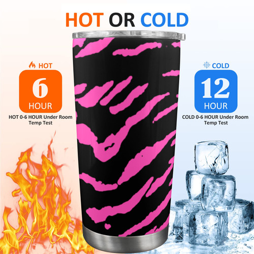Pink Reverse TIger 20oz Mobile Tumbler with Clear Slide Lid