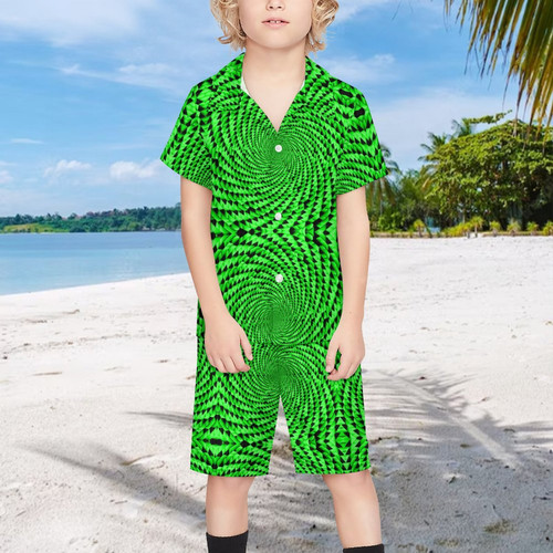 Green Triangle Vortex Children's Casual Beach Set