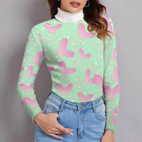 Floral Butterflies Women's Turtleneck Sweater