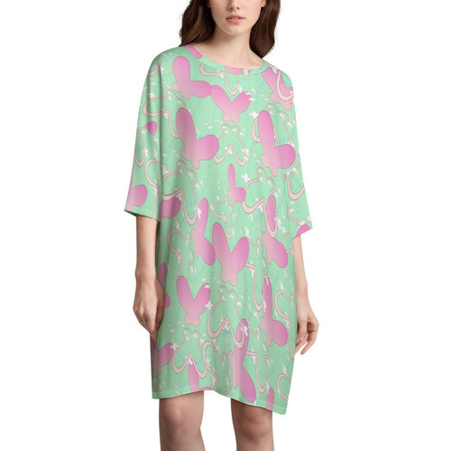 Floral Butterflies Oversized T-Shirt Dress