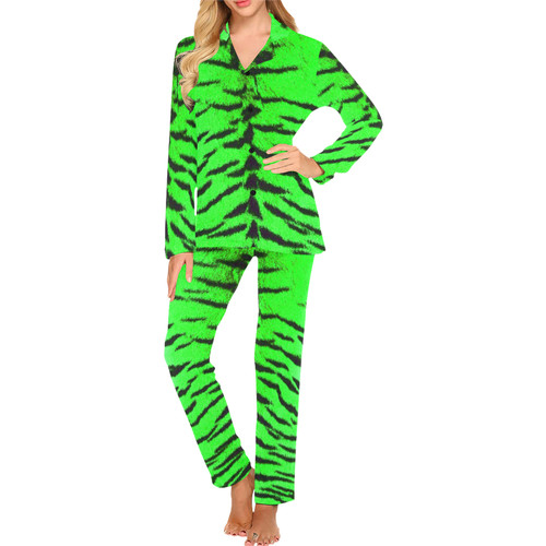 Green Tiger Women's Long Pajama Set