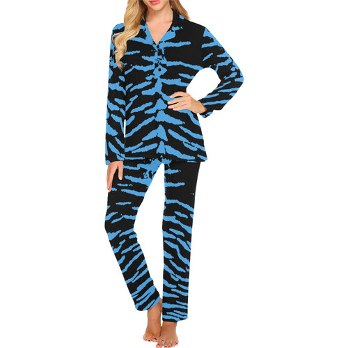 Blue Reverse Tiger Women's Long Pajama Set
