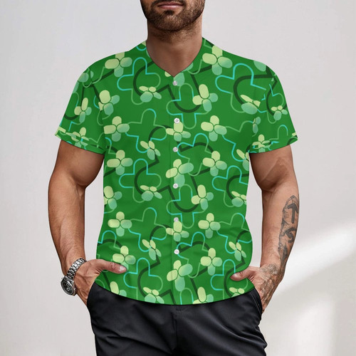 Halftone Clover Men's Baseball Jersey (J5OT)