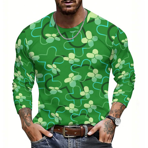 Halftone Clover Men's Lightweight Long-Sleeve T-Shirt