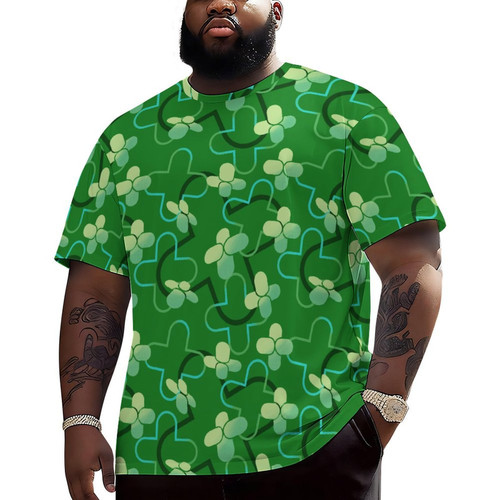 Halftone Clover Men's Plus Size Drop Shoulder T-Shirt