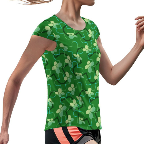 Halftone Clover Women's Ice Silk Quick-Dry Sports T-Shirt