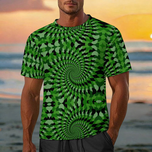 Green Swirling Clouds All Over Print Men's T-Shirt
