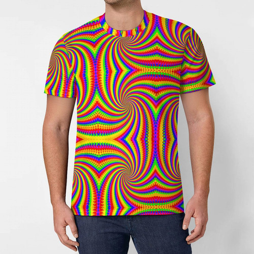 Rainbow Spiral Men's Ice Silk All Print T-Shirt