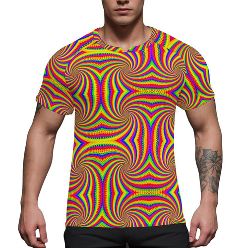 Rainbow Spiral Men's Ice Silk Quick-Dry Sports T-Shirt