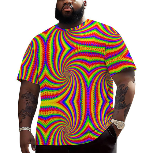 Rainbow Spiral Men's Plus Size Drop Shoulder T-Shirt