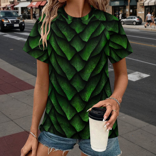 Green Dragon Scale Women's All Over Print Raglan T-Shirt