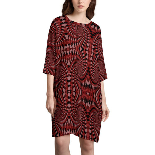 Red Swirling Clouds Oversized T-Shirt Dress