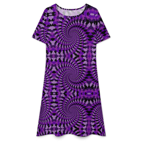Purple Swirling Clouds Women's Casual T-Shirt Dress
