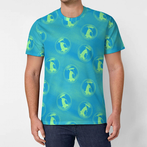 My Neighbor Totoro Bubble Walking Mint Men's Ice Silk All Print T-Shirt