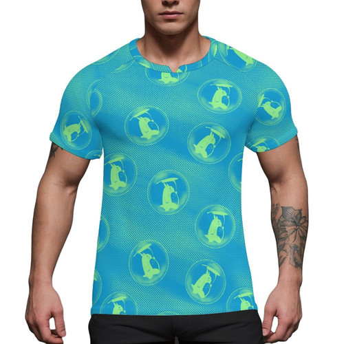 My Neighbor Totoro Bubble Walking Mint Men's Ice Silk Quick-Dry Sports T-Shirt